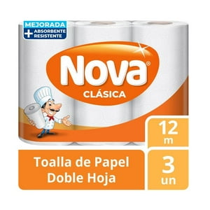 Toalla De Papel Nova Clásica Doble Hoja 12 Mts C/U 3 Unidades