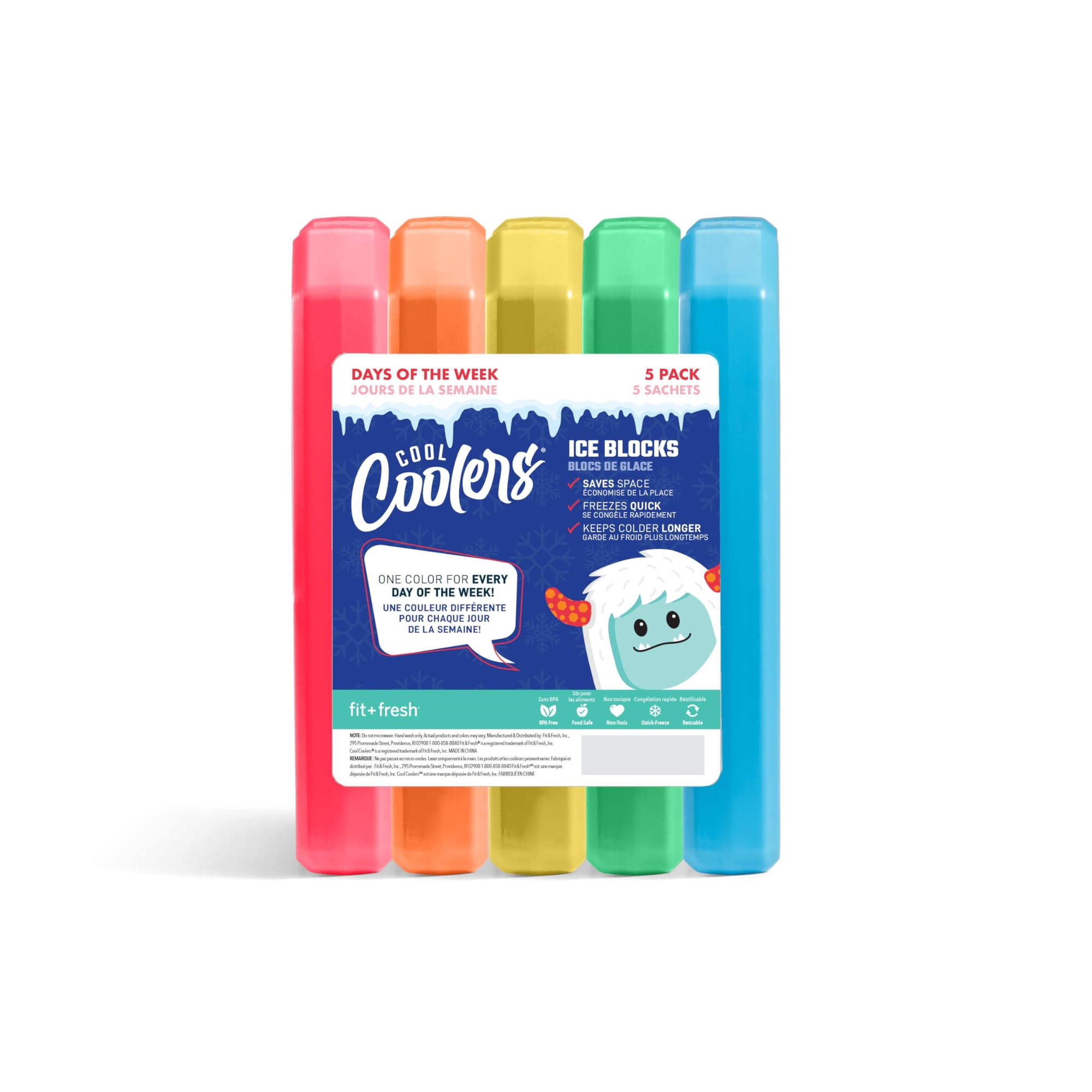 Fit & Fresh - Enfriadores Ice Blocks Fit + Fresh Cool, Paquete De 5 Días De La Semana