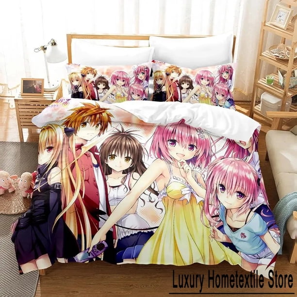 New To Love Ru Bedding Set two&three-piece set Adult Kid Bedroom Duvet cover Sets Kawaii Girls Bed Sheets