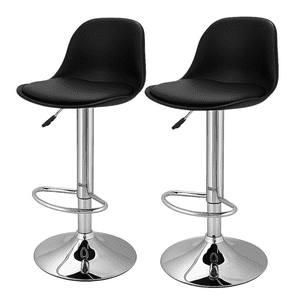 Moboi - Pack 2 Taburetes Eames Base Cromada Para Cocina O Bar Negro