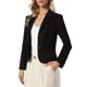 thumbnail image 4 of INSPIRE CHIC Chaqueta de Ante Sintético para Mujer con Solapa Muesca, Botones, Bolsillos, Ajustada, Otoño Invierno, Blazer Corto XL Negro, 4 of 6
