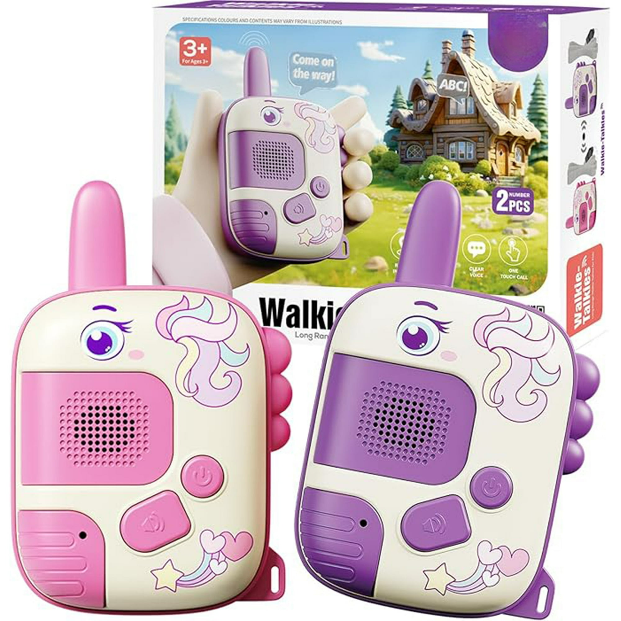 Veatool - Walkie - Talkie Para Niños, 2 Conjuntos Lindos De Walkie - Talkie Para Unicornios, Con Cuerda Colgante Portátil, Regalo Perfecto Para Niños Y Niñas De 3 A 12 Años