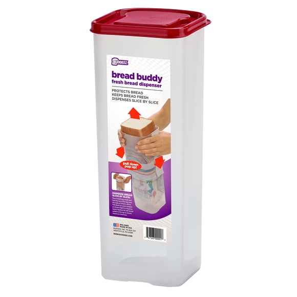Bread Box Buddeez Bread Buddy Fresh - Recipiente para almacenamiento, color rojo