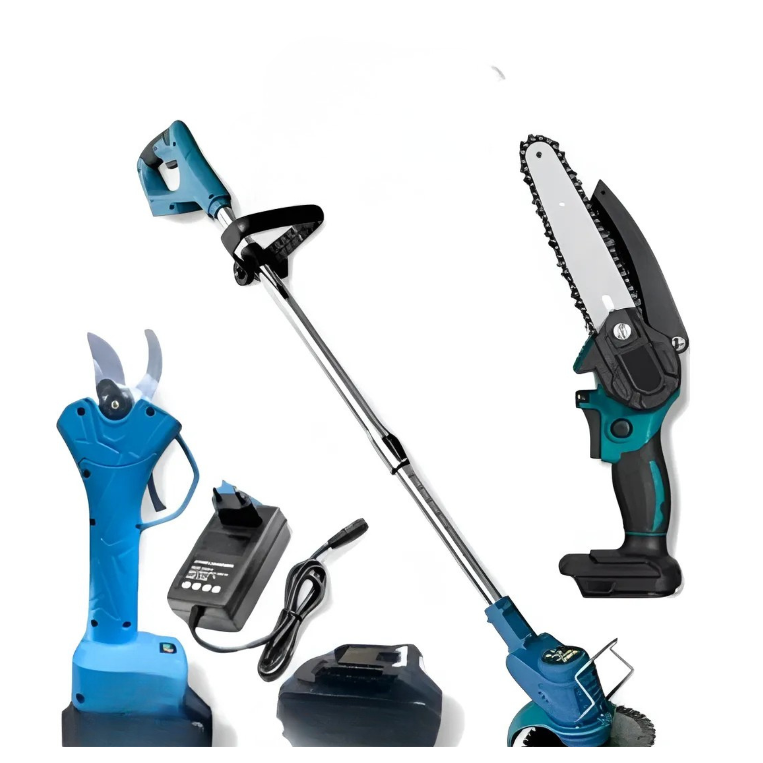 Genérico - Set De Podar Orilladora Motosierra Tijera Inalambrica 3 En 1 Azulset De Podar Orilladora Motosierra Tijera Inalambrica 3 En 1 Azul