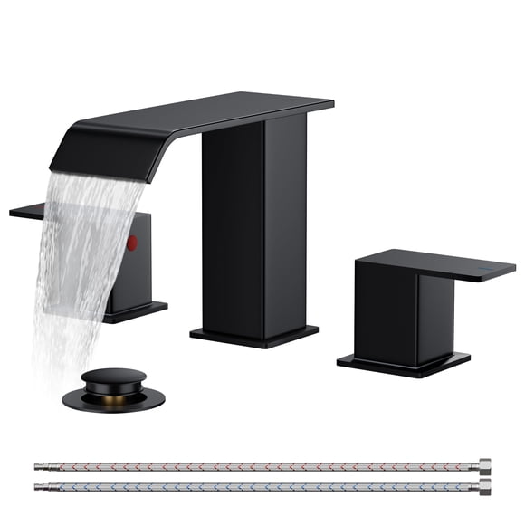 Grifo De Baño Matte Black Waterfall 3 Orificios 8 Pulgadas