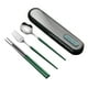 thumbnail image 1 of Cubiertos de viaje reutilizables de acero inoxidable, juego de utensilios con estuche, lonchera portátil para acampar y la oficina., 1 of 6