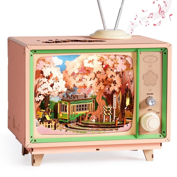 Rompecabezas 3D de madera ROBOTIME Caja de música Sakura Flor de cerezo