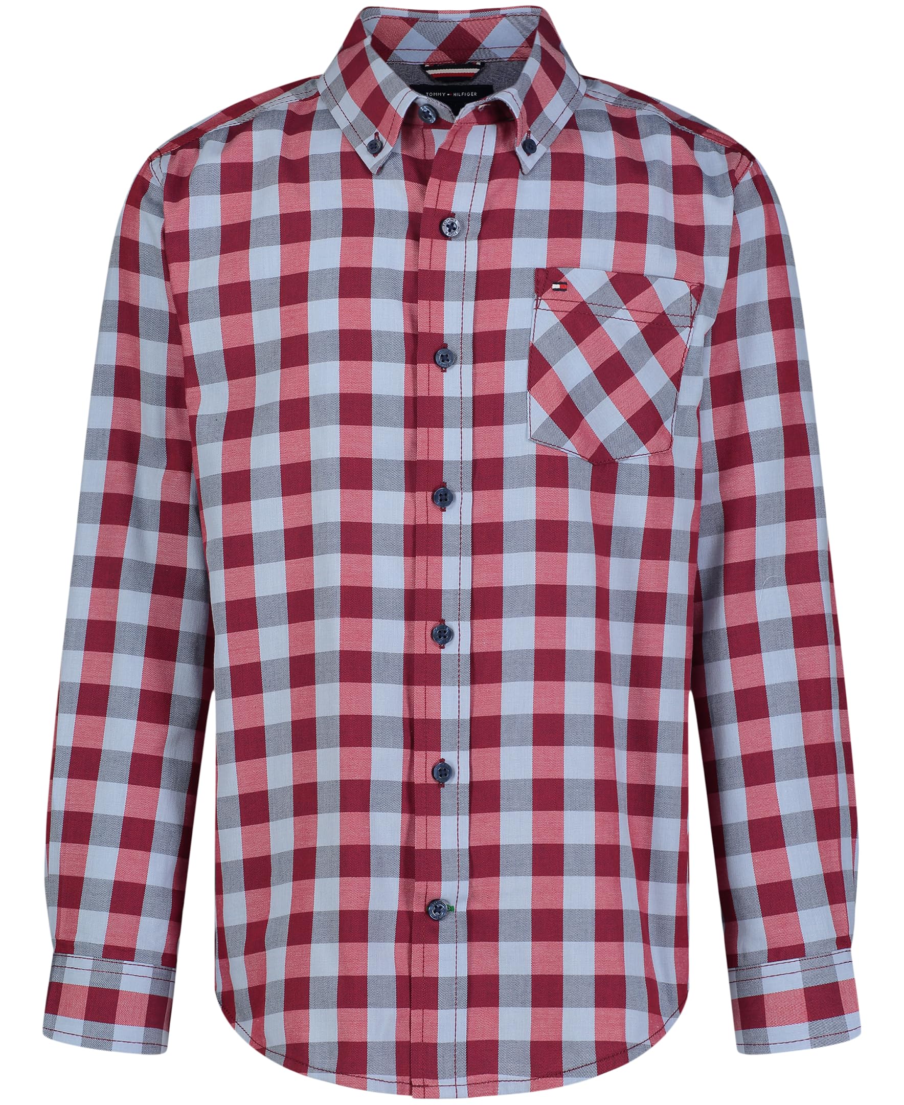 Camisa Tommy Hilfiger Para Niños, Manga Larga, 8 Años, A Cuadros Rojos