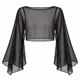 thumbnail image 3 of Blusa Mujer Tul Transparente Manga Acampanada Elegante Fiesta negro Talla Única, 3 of 3