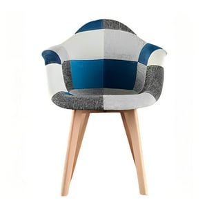 Klik Muebles - Butaca Sitial Patchwork Acolchado Wood - Celeste