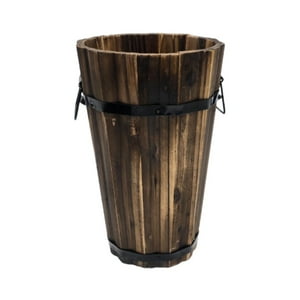 Fliperex - Macetero De Madera Tipo Barril Largo Bajo Jardin Terraza S Cafe