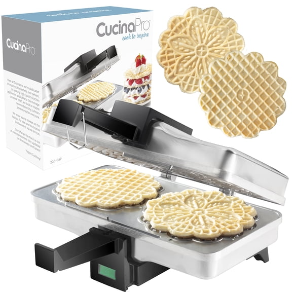 Panadero eléctrico pulido Pizzelle Maker CucinaPro de 2 x 12 cm