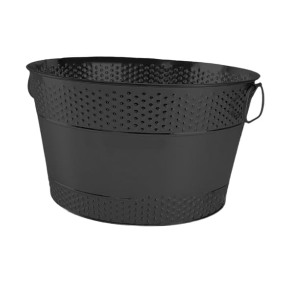 Ronda de almacenamiento de bebidas con cubo de hielo con mango de transporte de soporte rústico bañera bañera de hierro galvanizado para cócteles Bar Negro