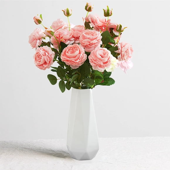 Jarrón de cerámica Valemoon, 19 cm, blanco, decoración minimalista