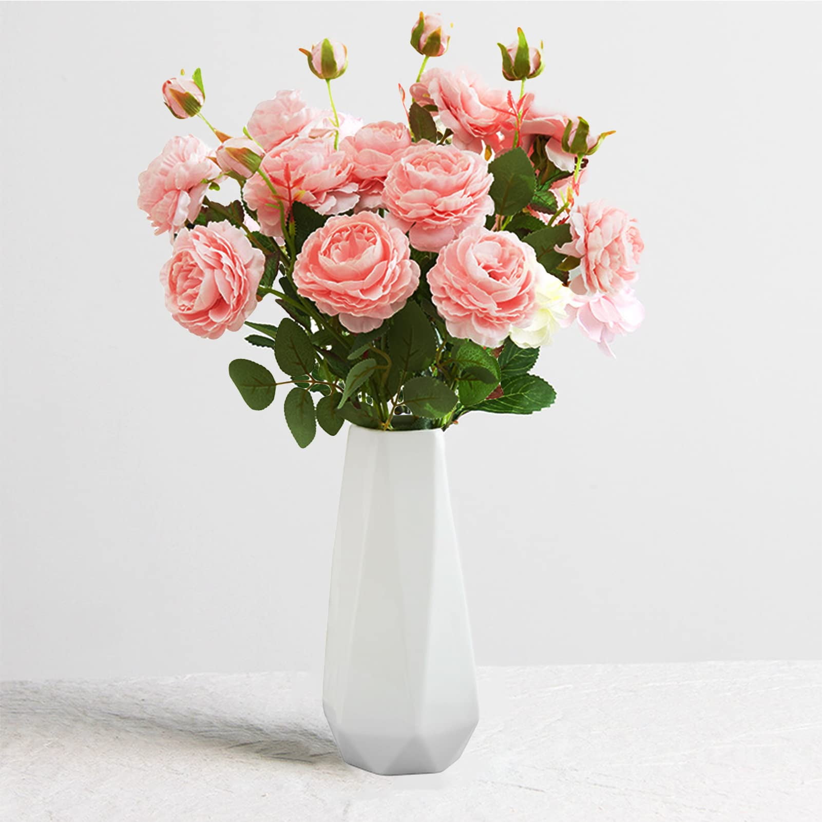 Jarrón De Cerámica Valemoon, 19 Cm, Blanco, Decoración Minimalista