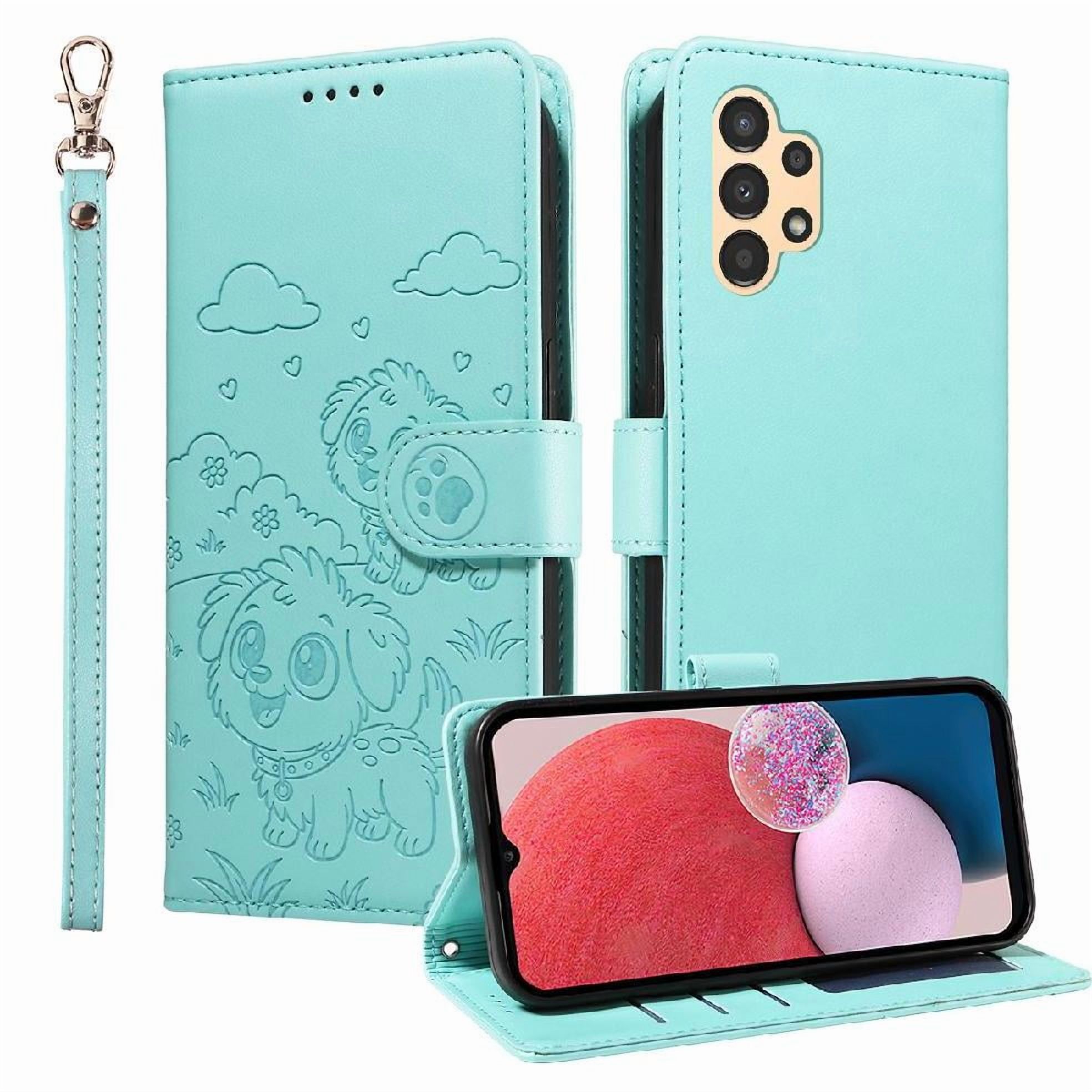 Funda Billetera Foxdock Compatible Con Samsung Galaxy A04S, Diseño Perrito Tierno, Ranuras Para Tarjetas Y Soporte Plegable