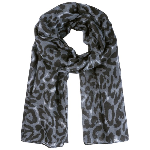 INSPIRE CHIC Bufanda Larga con Estampado de Leopardo para Mujeres, Ligera y Suave, Envoltura de Cabeza Transparente para Todas las Estaciones 70.9x35.4" Azul Oscuro