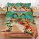 thumbnail image 1 of Juego de ropa de cama de dibujos animados de Los Croods, funda nórdica ultrasuave y agradable para la piel, 3 piezas, juego de cama con funda de edredón adorable, 1 of 3