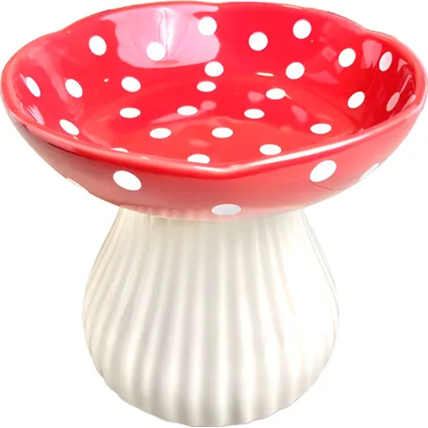 Genérico - Plato Elevado Cerámica Lunares Mascotas