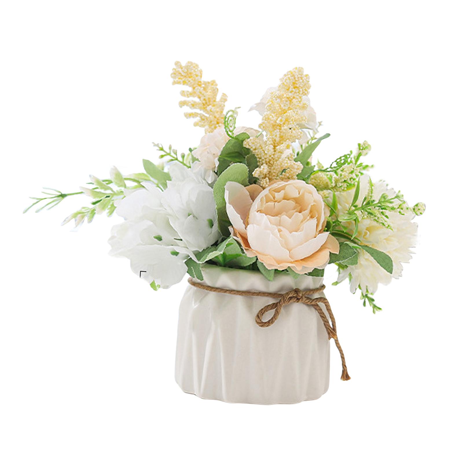 Bothyi - Hortensia Artificial Flor Simulación Planta De Seda Decoración Hogar Blanco