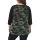 thumbnail image 4 of GRACE & GRANDEUR Conjuntos de Halloween Blusa de Talla Grande para Mujer Cuello Redondo Manga Raglán 3/4 Blusa Campesina Casual 1X Camuflaje, 4 of 8