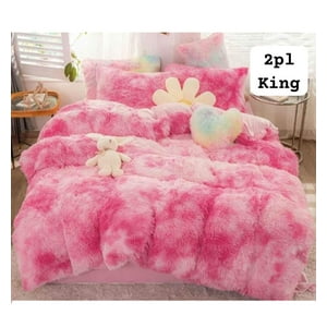 Aladdins Shop - Cobertor De Invierno Peludo Con Chiporro 1,5 Plaza Color Fucsia Jaspeado
