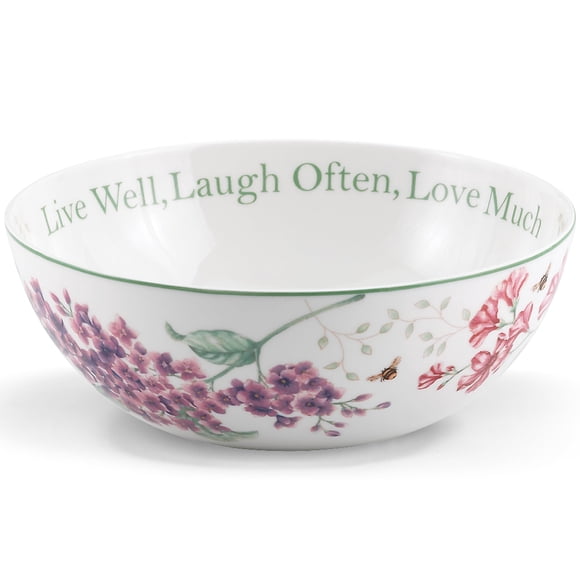 Cuenco para servir Lenox Butterfly Meadow Live Well, Laugh Often