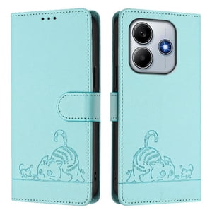 Funda Tipo Cartera Foxdock Para Xiaomi Redmi Note 14 4G Con Soporte, Ranuras, Rfid, Diseño De Gato