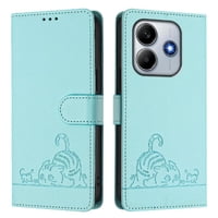 Funda Tipo Cartera Foxdock Para Xiaomi Redmi Note 14 4G Con Soporte, Ranuras, Rfid, Diseño De Gato