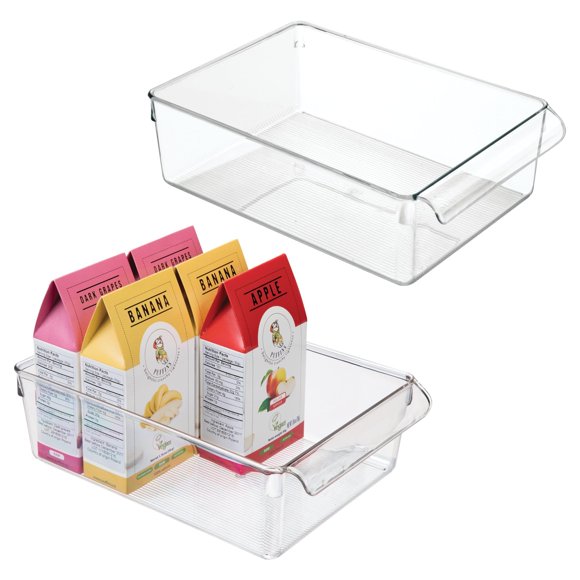 iDesign Contenedor de Almacenamiento para Nevera con Asa, Juego de 2, Transparente