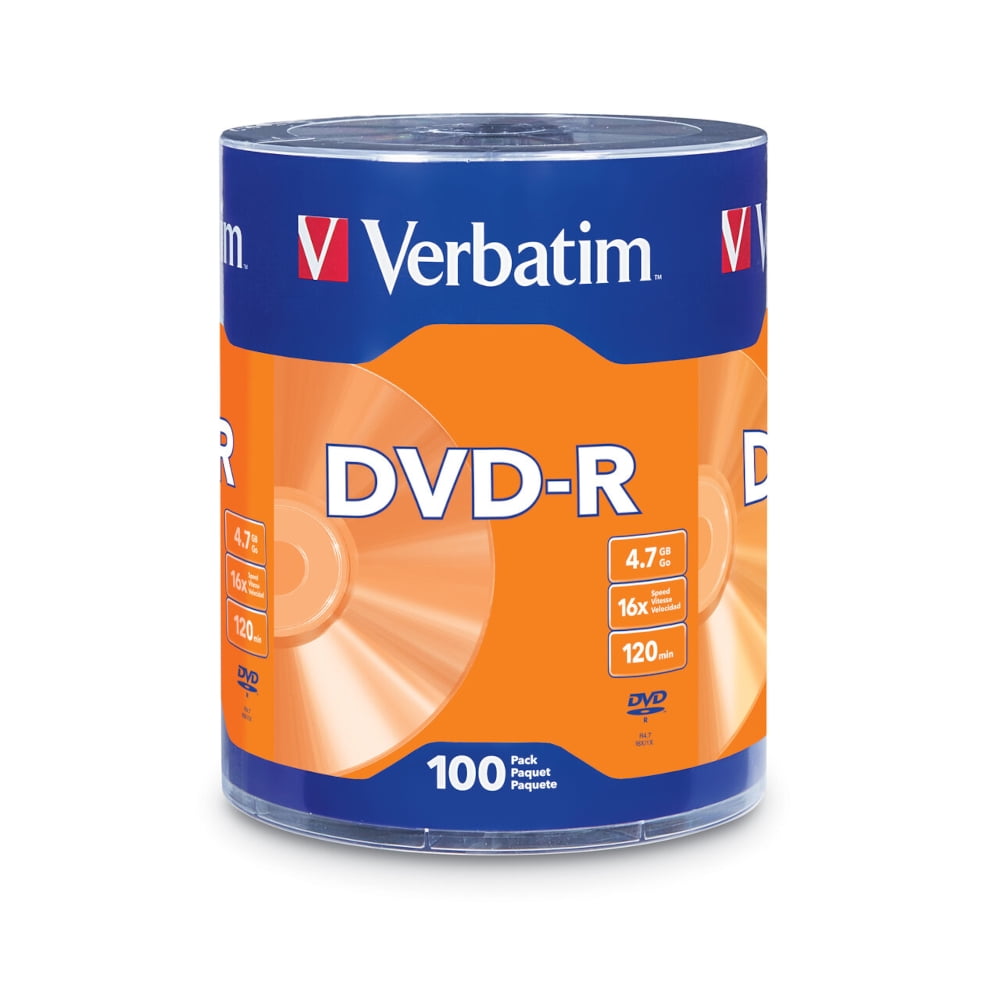 Dvd-r Verbatim Pack 100 Unidades 4.7gb Con Logotipo