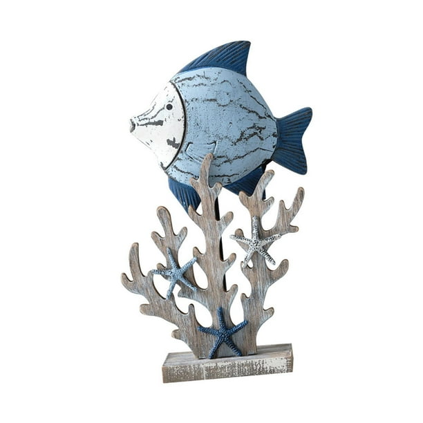 Estatuilla de coral de madera Decoraciones Decoración de escritorio Estatua Estatua de coral artificial Estatuilla Desmontable Rústico Náutico Playa D pez