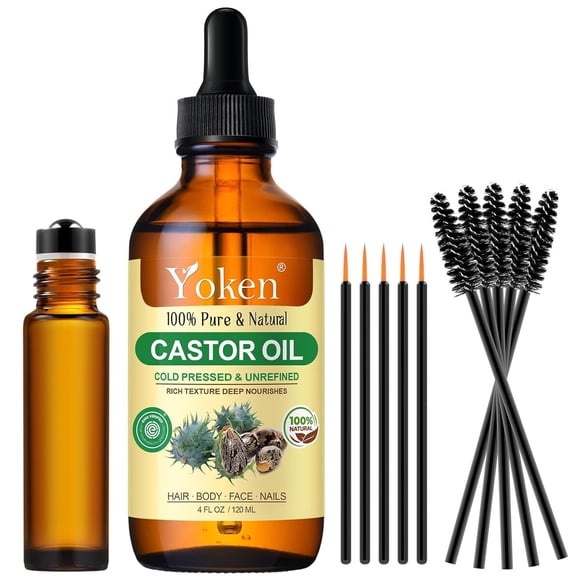 Aceite de Ricino Orgánico Yoken 120 ml, USDA, Prensado en Frío
