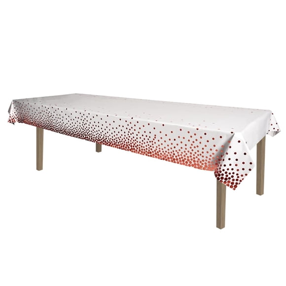 Mantel con lunares metálicos blanco con rosa dorado Beistle