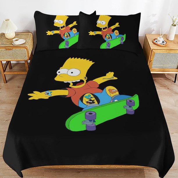 The Simpsons Bed Duvet Cover Microfiber Bedding Sets 3D Printed Lightweight 3 Piece Comforter Sets for Kids Boys Girls