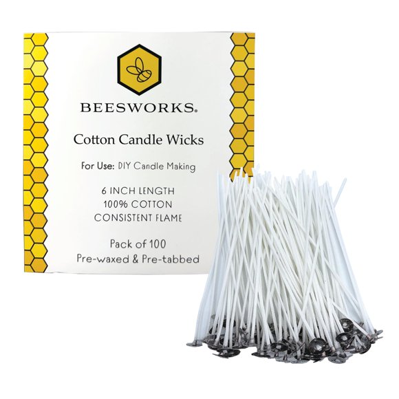 Mechas para velas BEESWORKS 15 cm Pack de 100 pre-enceradas