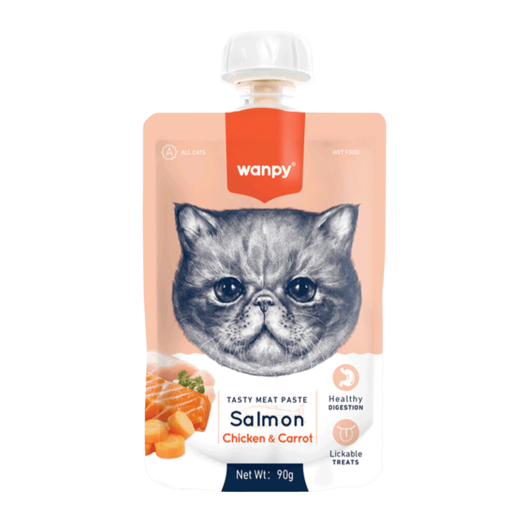 Wanpy Tasty Meat Paste Cat Salmon Chicken & Carrot 90 gr