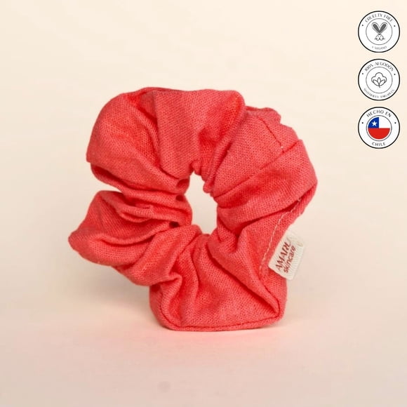 Scrunchie Coral de Algodón y Lino | Colet para Cabello | Amaru