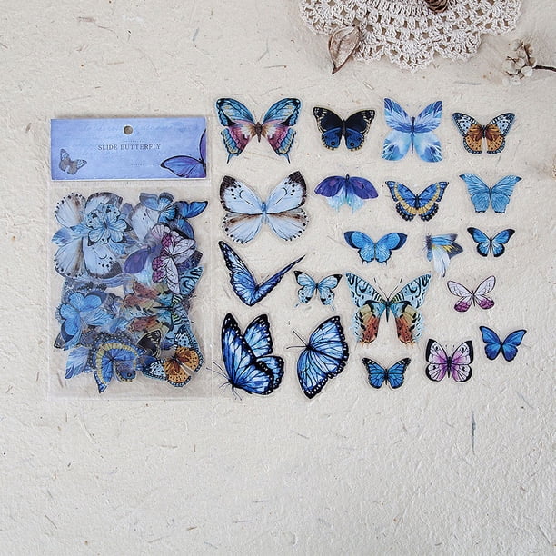 40pcs Vibrant Butterfly and Dragonfly Pattern Stickers for DIY Scrapbooking and Hand Account Decoration