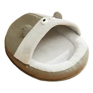 Ioensy - Cama Cueva Para Mascotas, Lavable, Cálida, Nido Semicerrado Para Gatos, Perros, Gatitos Y Gatos, L, Gris
