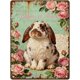 thumbnail image 1 of Letrero estaño metal conejo Pascua vintage conejo flor huevo primavera arte pared hogar granja cocina dormitorio 20x30cm, 1 of 6