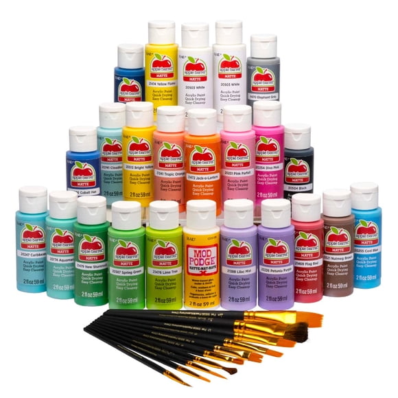 Juego de pintura y pincel Apple Barrel Art Lessons, kit de 34 piezas