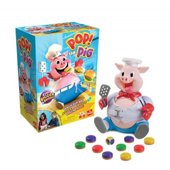 Goliath Pop The Pig Goliath Diversión que rompe el vientre mientras lo alimentas con hamburguesas multicolor