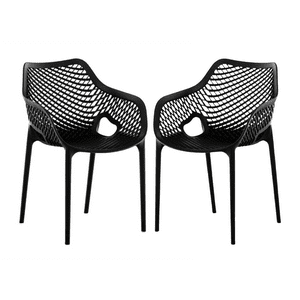 Habita2 Chile - Pack 2 Butaca City Para Exterior Apilable Resistente - Negro