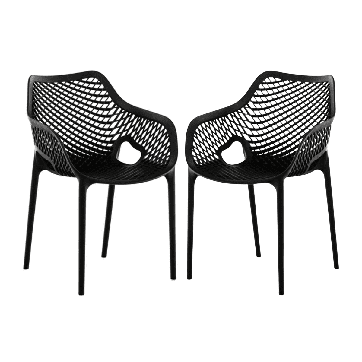 Habita2 Chile - Pack 2 Butaca City Para Exterior Apilable Resistente - Negro