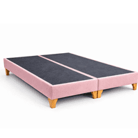Base Cama 2 Plazas Lore Felpa Premium Palo Rosa / Reforzada Con Patas De Madera