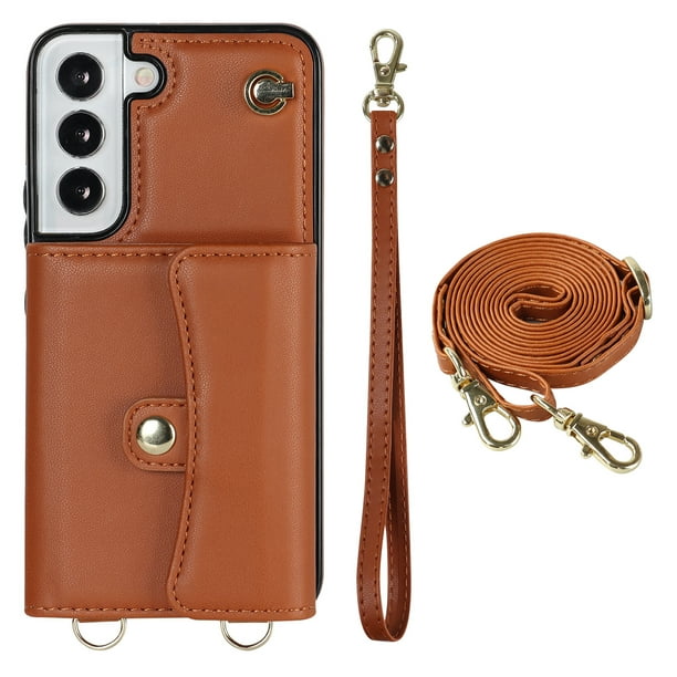 Crossbody PU Leather Phone Case For Samsung Galaxy S23 S22 Plus Note 20 Ultra Wallet Card Slots Magnetic Lanyard Cover