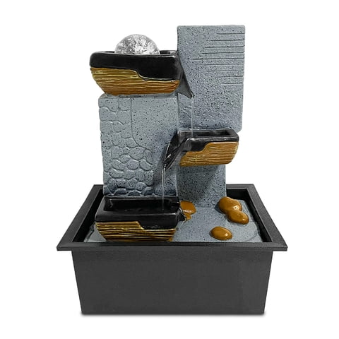 Mundo Online - Adorno Fuente De Agua Tronco Cascada 3 Niveles E Iluminación