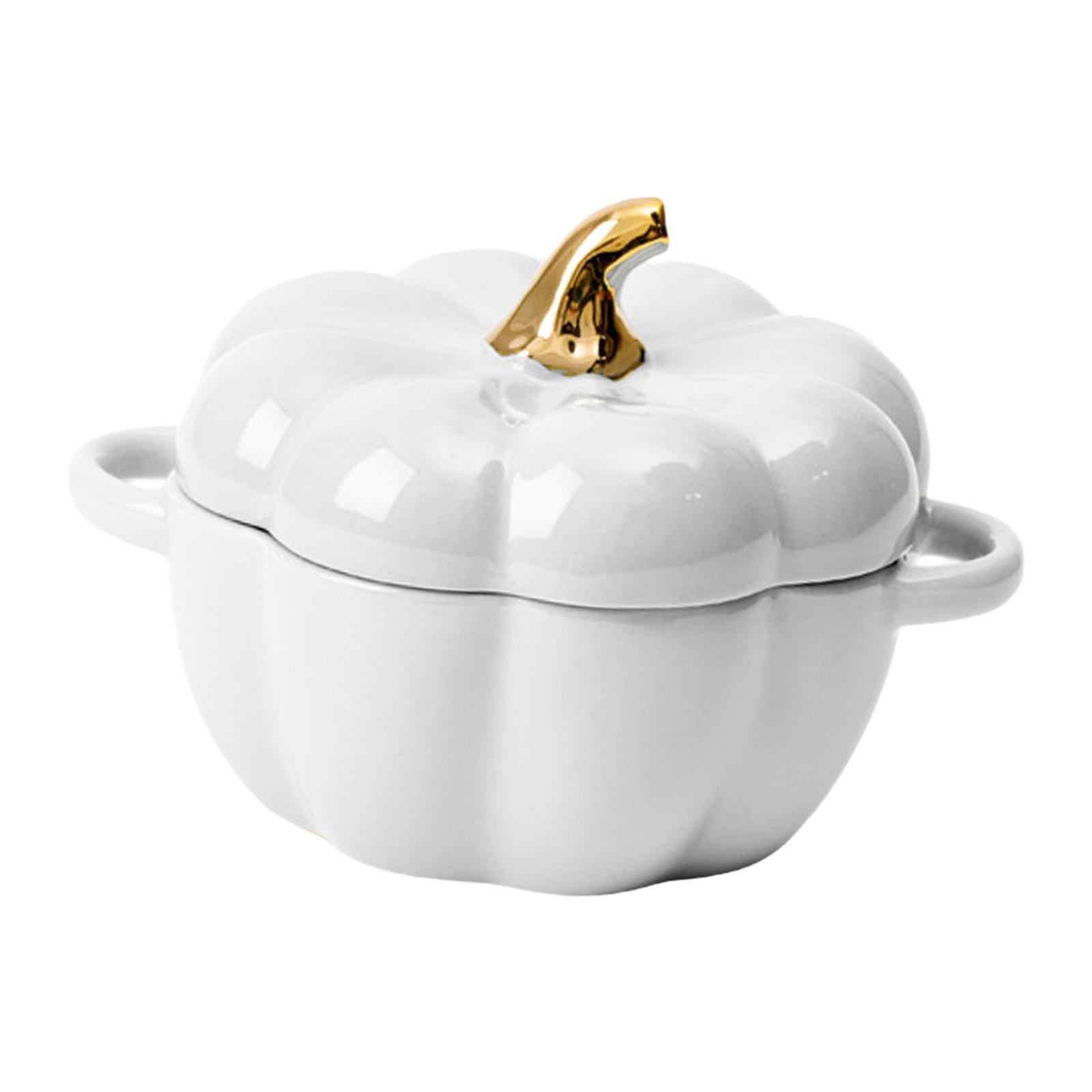 Bothyi - Vajilla Con Forma De Calabaza, Bonita Con Mango De Doble Oreja Para Fiesta, Hogar, Halloween, Color Blanco