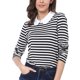 thumbnail image 2 of INSPIRE CHIC Blusa casual de manga larga para mujer con cuello de muñeca a rayas en contraste, elástico en la espalda, talla S, color negro, 2 of 8